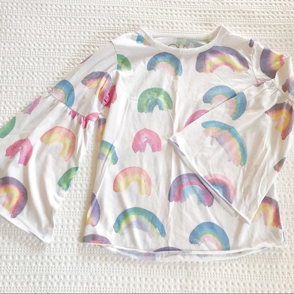 Chaser Other - Chaser | Painted Rainbow Bell Sleeve Top | Sz 10